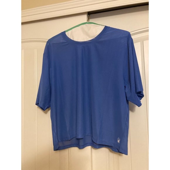 Spyder Women Large Blue Polyester Athletic T Shirt Short Sleeve New With Tags - Picture 1 of 3